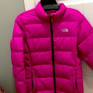Pink North face girls xl goose down jacket
